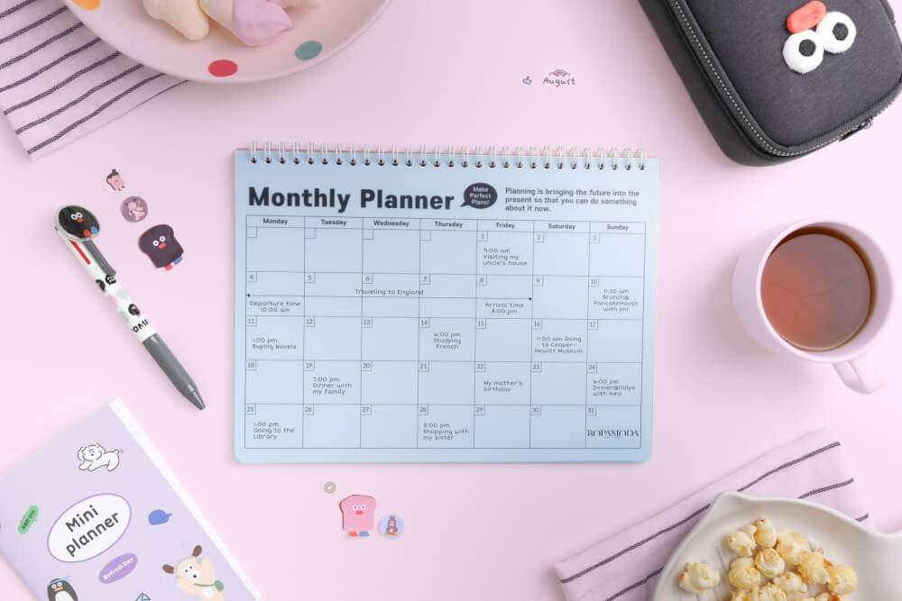 สมุดแพลนเนอร์ PP month planner สีฟ้า